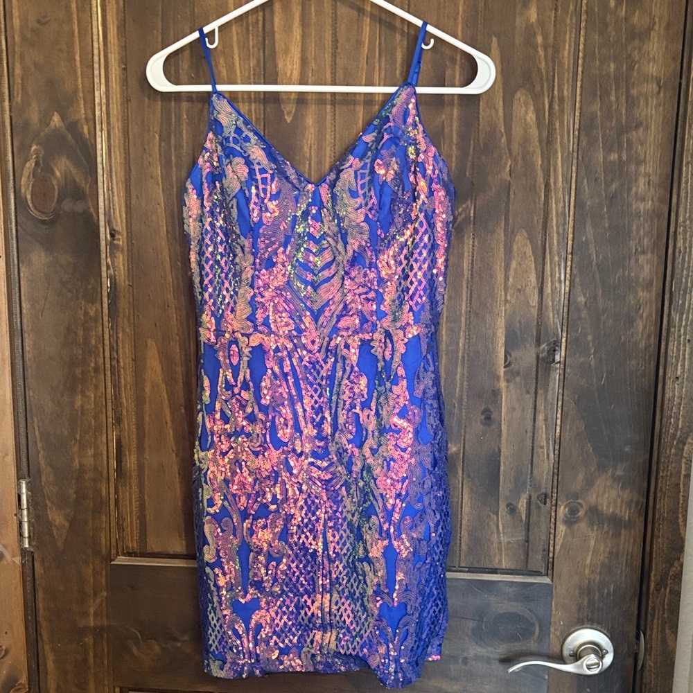 Blue Sequin Formal Dress